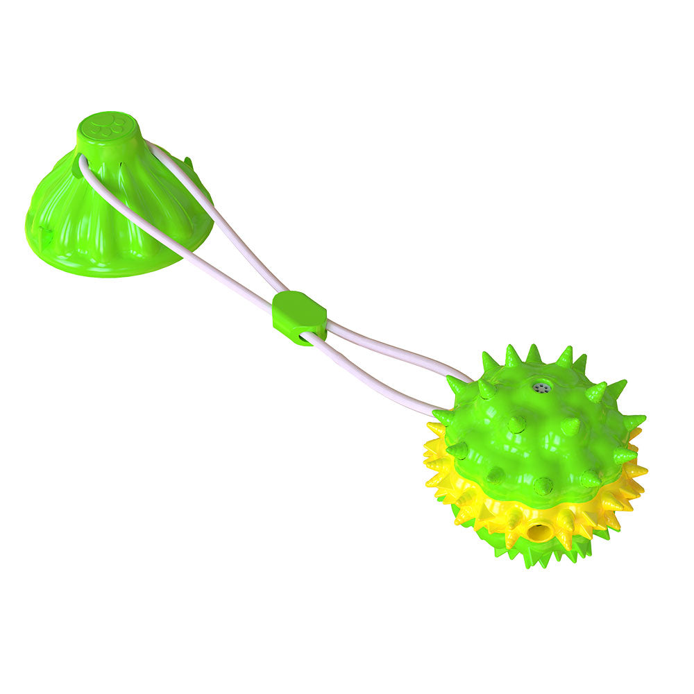 rubber dog squeaky tug ball toy with suction